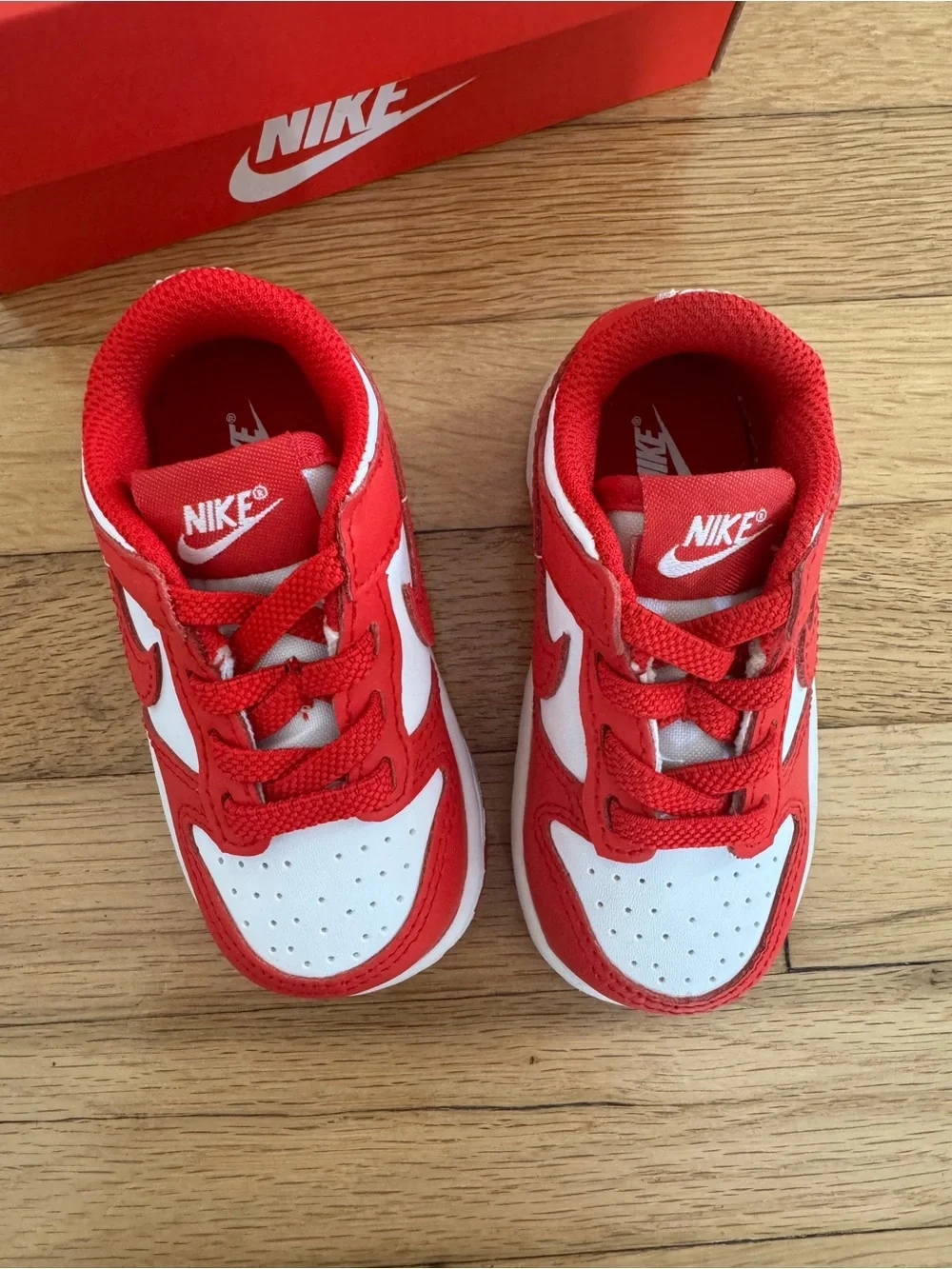Nike Dunk Low (TDE) University Red & White Baby Trainers Sneakers Shoes